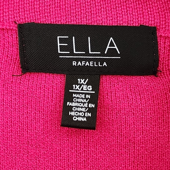 ELLA RAFAELLA Plus Size Relaxed Sweater Blazer Hot pink, 1X - Picture 6 of 8